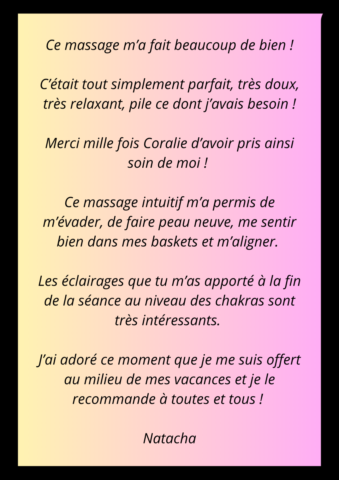 Massage intuitif temoignage natasha